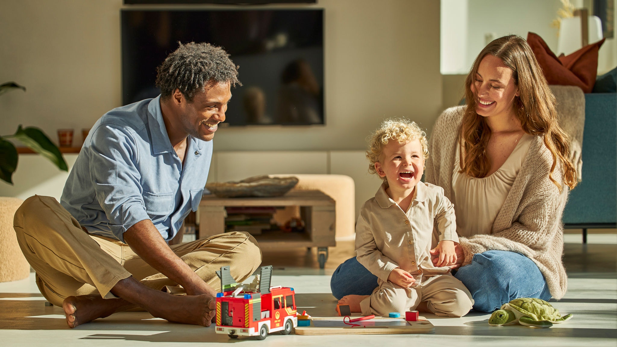 A happy family playing together