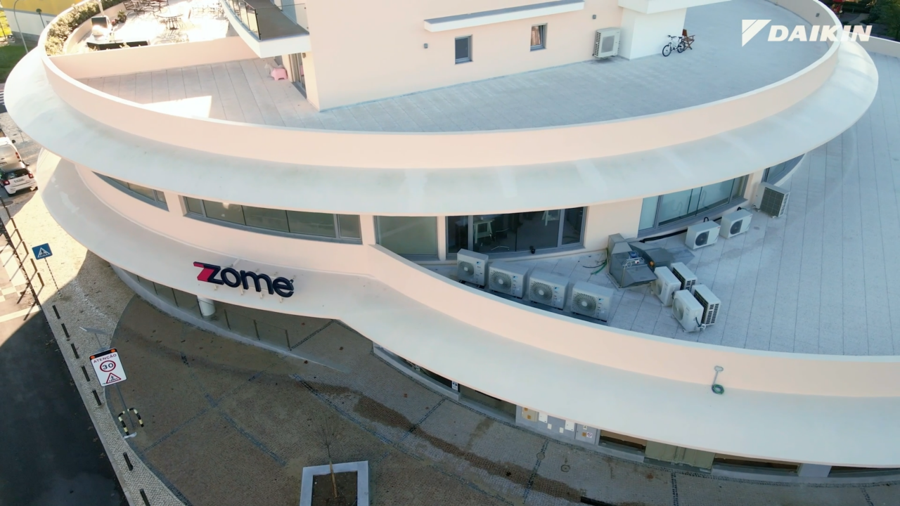 Vista aérea do hub Zome em Lisboa