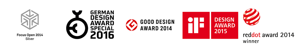 Prémios: Focus Open 2014 Silver, German Design Award Special 2016, Good Design Award 2014, 'iF' Design Award 2015, vencedor do prémio Reddot Award 2014